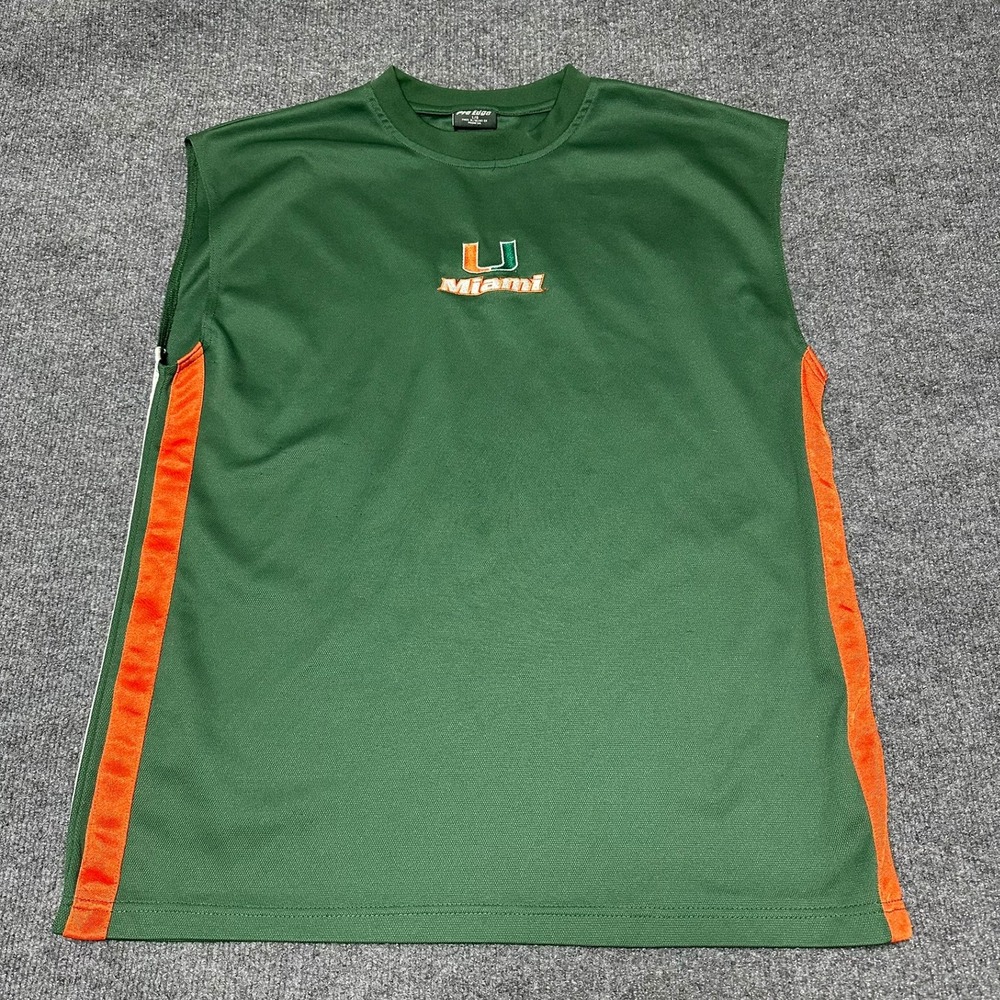 Vintage UM Miami Hurricanes Sleeveless Performance Shirt Green Mens Large NCAA